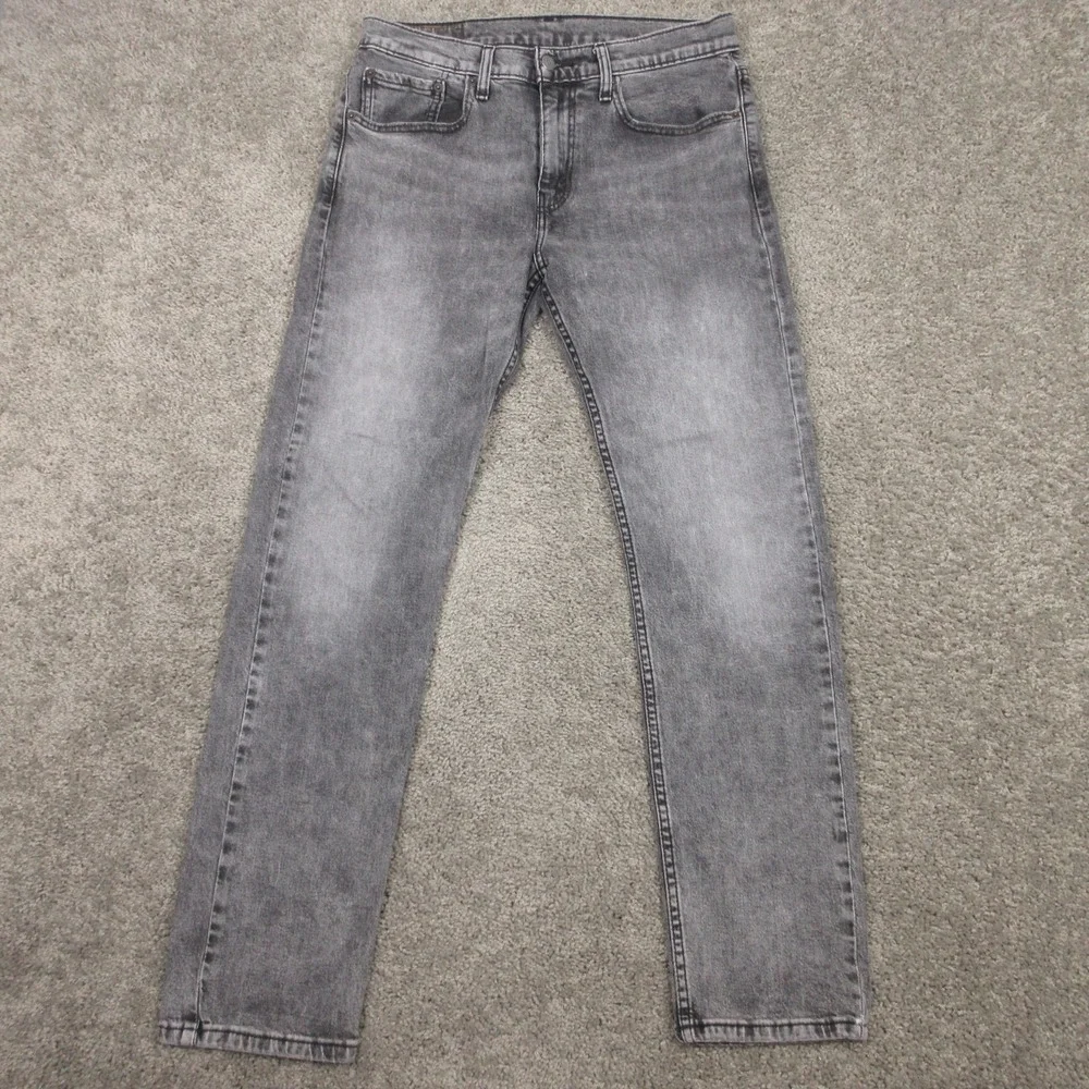 Levis Jeans Mens 31x32 Gray 502 Regular Tapered Faded Acid Wash Denim Pants Flex